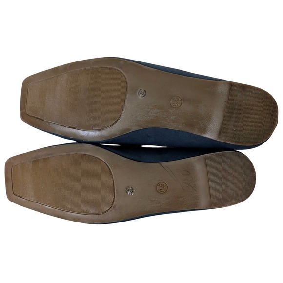 Blue Square Toe Ballet Flats‎ Bow Faux Suede Women 8.5 Minimalist Preppy Office - Picture 6 of 9